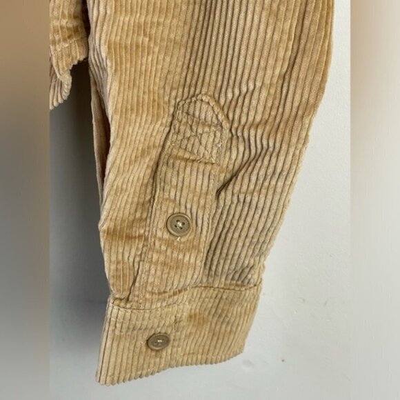 American Eagle AE Hooded Cropped Corduroy Button-Up Shirt Shacket Tan new NWT S - Picture 9 of 15